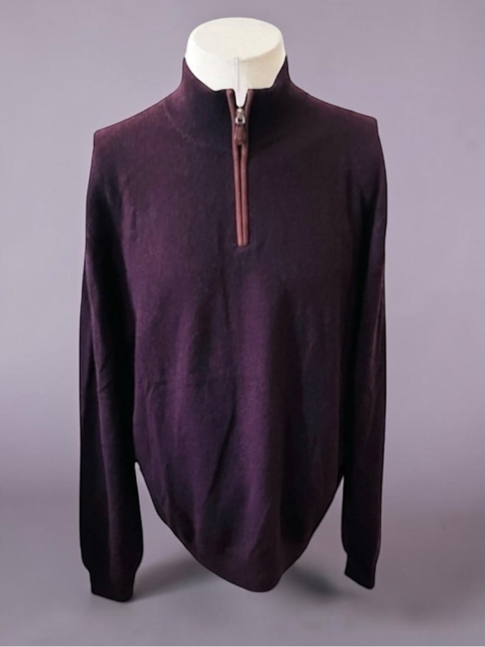 BLOOMINGDALE’S 100% CASHMERE Half-Zip Sweater Size XL